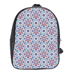 Blue Tile Pattern School Bag (large) by designsbymallika