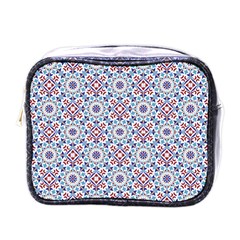 Blue Tile Pattern Mini Toiletries Bag (one Side) by designsbymallika