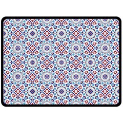 Blue Tile Pattern Fleece Blanket (large)  by designsbymallika