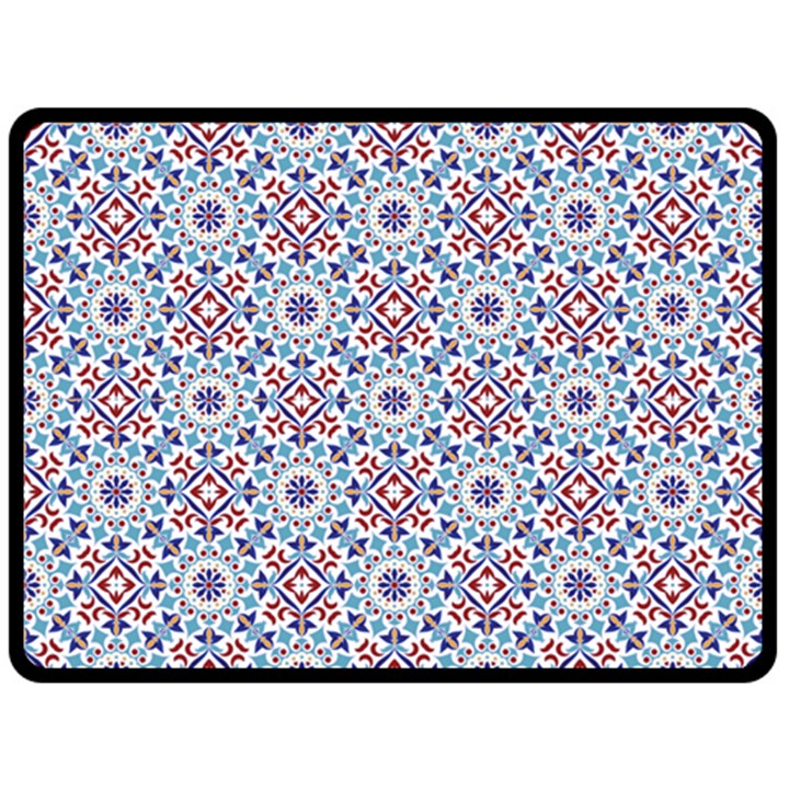 Blue Tile Pattern Fleece Blanket (Large) 