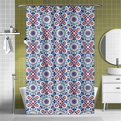 Blue Tile Pattern Shower Curtain 48  X 72  (small)  by designsbymallika