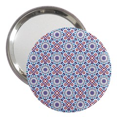 Blue Tile Pattern 3  Handbag Mirrors by designsbymallika