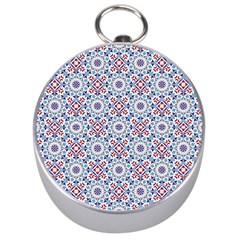 Blue Tile Pattern Silver Compasses by designsbymallika