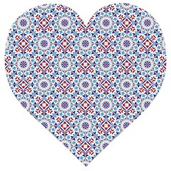 Blue Tile Pattern Wooden Puzzle Heart by designsbymallika