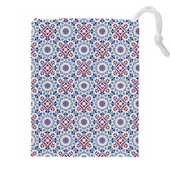 Blue Tile Pattern Drawstring Pouch (4xl) by designsbymallika