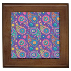 Baatik Purple Print Framed Tile by designsbymallika