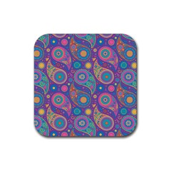 Baatik Purple Print Rubber Coaster (square)  by designsbymallika