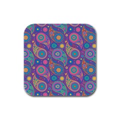 Baatik Purple Print Rubber Square Coaster (4 Pack)  by designsbymallika