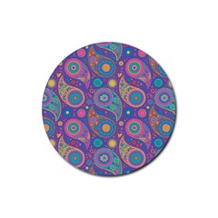 Baatik Purple Print Rubber Coaster (round)  by designsbymallika