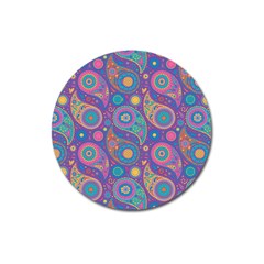 Baatik Purple Print Magnet 3  (round) by designsbymallika