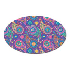 Baatik Purple Print Oval Magnet by designsbymallika