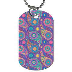 Baatik Purple Print Dog Tag (one Side) by designsbymallika