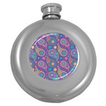 Baatik Purple Print Round Hip Flask (5 oz) Front