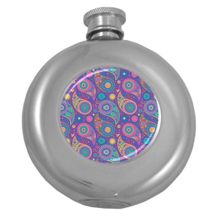 Baatik Purple Print Round Hip Flask (5 oz)