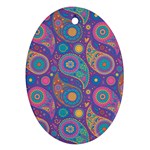 Baatik Purple Print Oval Ornament (Two Sides) Front