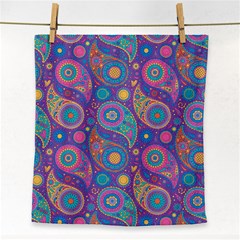 Baatik Purple Print Face Towel by designsbymallika