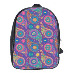 Baatik Purple Print School Bag (large) by designsbymallika