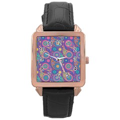 Baatik Purple Print Rose Gold Leather Watch  by designsbymallika