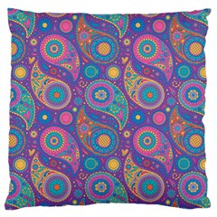 Baatik Purple Print Large Flano Cushion Case (one Side) by designsbymallika