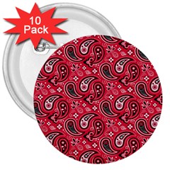 Baatik Red Pattern 3  Buttons (10 Pack)  by designsbymallika