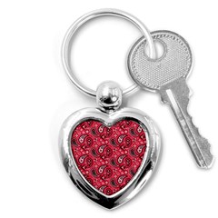 Baatik Red Pattern Key Chain (heart) by designsbymallika