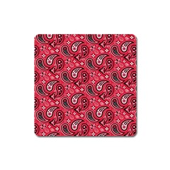 Baatik Red Pattern Square Magnet by designsbymallika