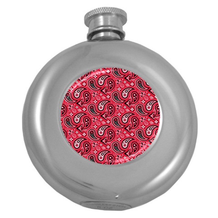 Baatik Red Pattern Round Hip Flask (5 oz)