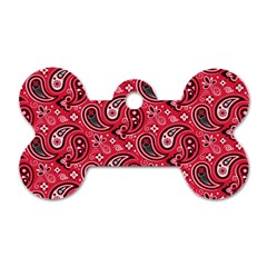 Baatik Red Pattern Dog Tag Bone (one Side) by designsbymallika