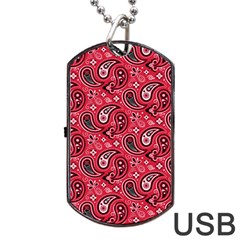 Baatik Red Pattern Dog Tag Usb Flash (one Side) by designsbymallika