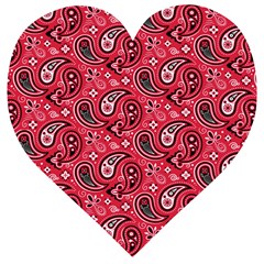 Baatik Red Pattern Wooden Puzzle Heart by designsbymallika