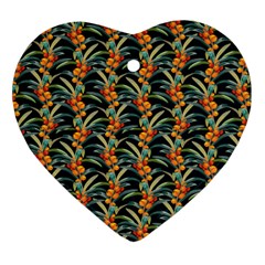 Orange Flower Love Heart Ornament (two Sides) by designsbymallika