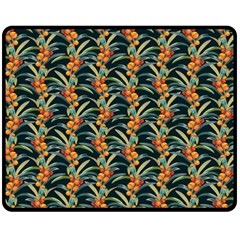 Orange Flower Love Fleece Blanket (medium)  by designsbymallika