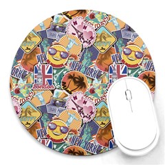 Travel Is Love Round Mousepads by designsbymallika