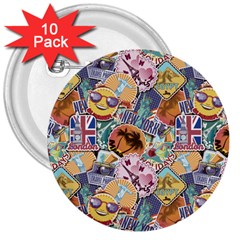 Travel Is Love 3  Buttons (10 Pack)  by designsbymallika