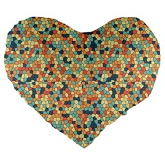 Mosaic Print 2 Large 19  Premium Heart Shape Cushions by designsbymallika