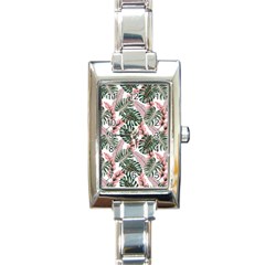 Tropical Leaves Pattern Rectangle Italian Charm Watch by designsbymallika