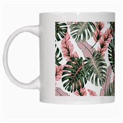 Tropical Leaves Pattern White Mugs by designsbymallika