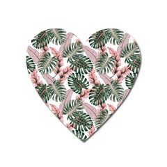 Tropical Leaves Pattern Heart Magnet by designsbymallika