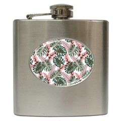 Tropical Leaves Pattern Hip Flask (6 Oz) by designsbymallika