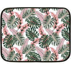 Tropical Leaves Pattern Fleece Blanket (mini) by designsbymallika