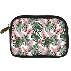 Tropical Leaves Pattern Digital Camera Leather Case by designsbymallika