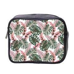 Tropical Leaves Pattern Mini Toiletries Bag (two Sides) by designsbymallika