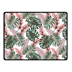 Tropical Leaves Pattern Fleece Blanket (small) by designsbymallika