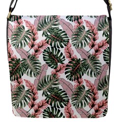 Tropical Leaves Pattern Flap Closure Messenger Bag (s) by designsbymallika