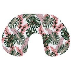 Tropical Leaves Pattern Travel Neck Pillow by designsbymallika