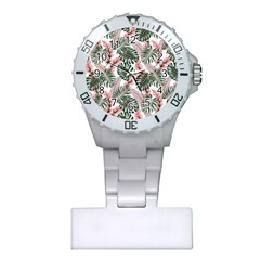 Tropical Leaves Pattern Plastic Nurses Watch by designsbymallika