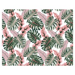 Tropical Leaves Pattern Double Sided Flano Blanket (medium)  by designsbymallika