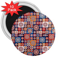 Mandala Pattern Blue Color 3  Magnets (10 Pack)  by designsbymallika