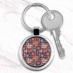 Mandala Pattern Blue Color Key Chain (round) by designsbymallika