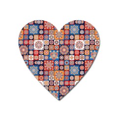 Mandala Pattern Blue Color Heart Magnet by designsbymallika